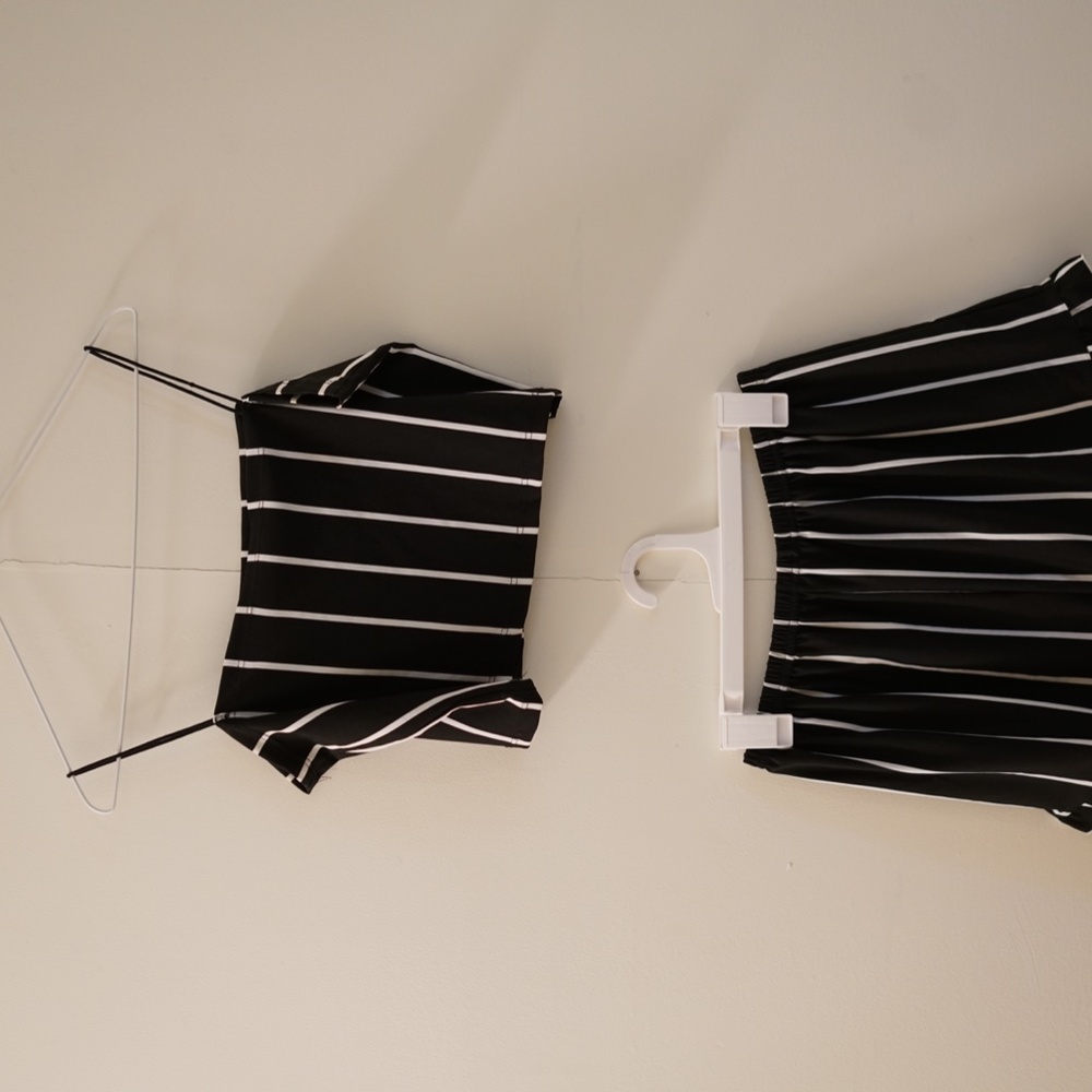 Stripped Ruffle Ribbed Cami Pajama Set - Picture 3 of 3